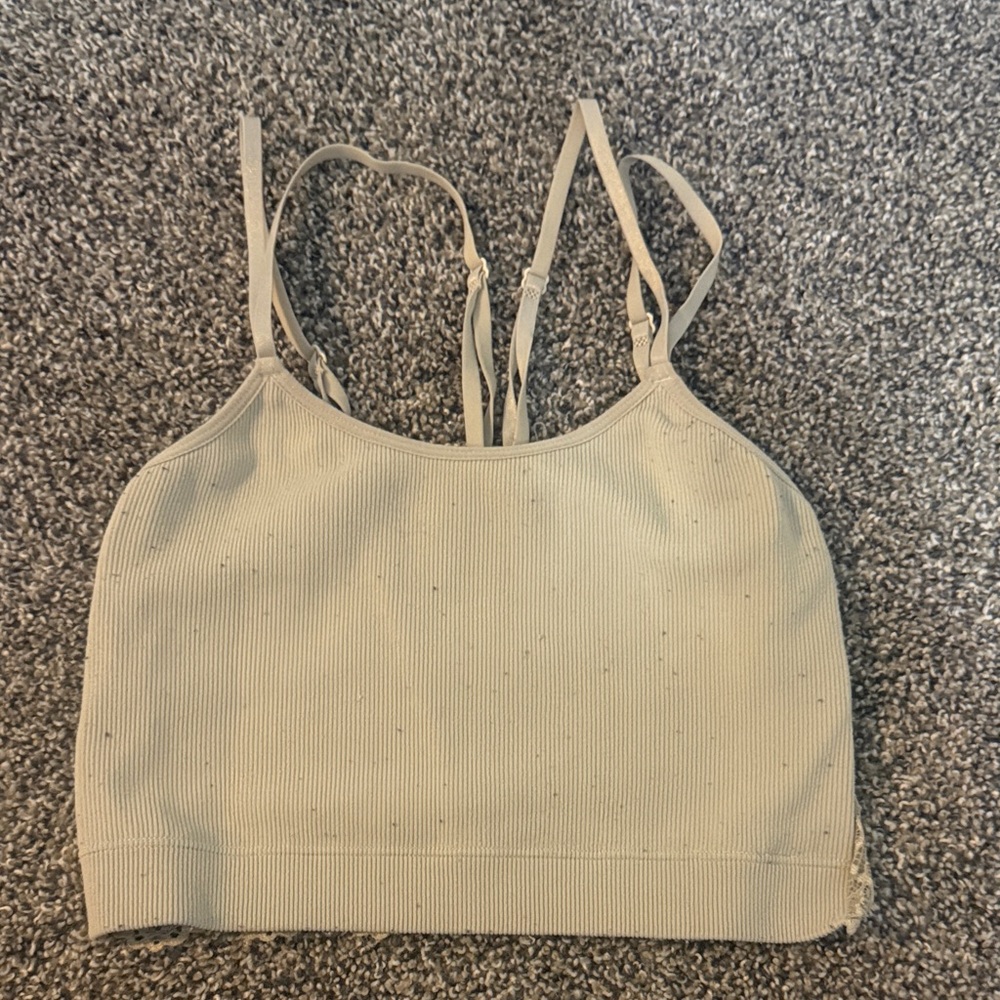 BKE Cream Ribbed Crop Top